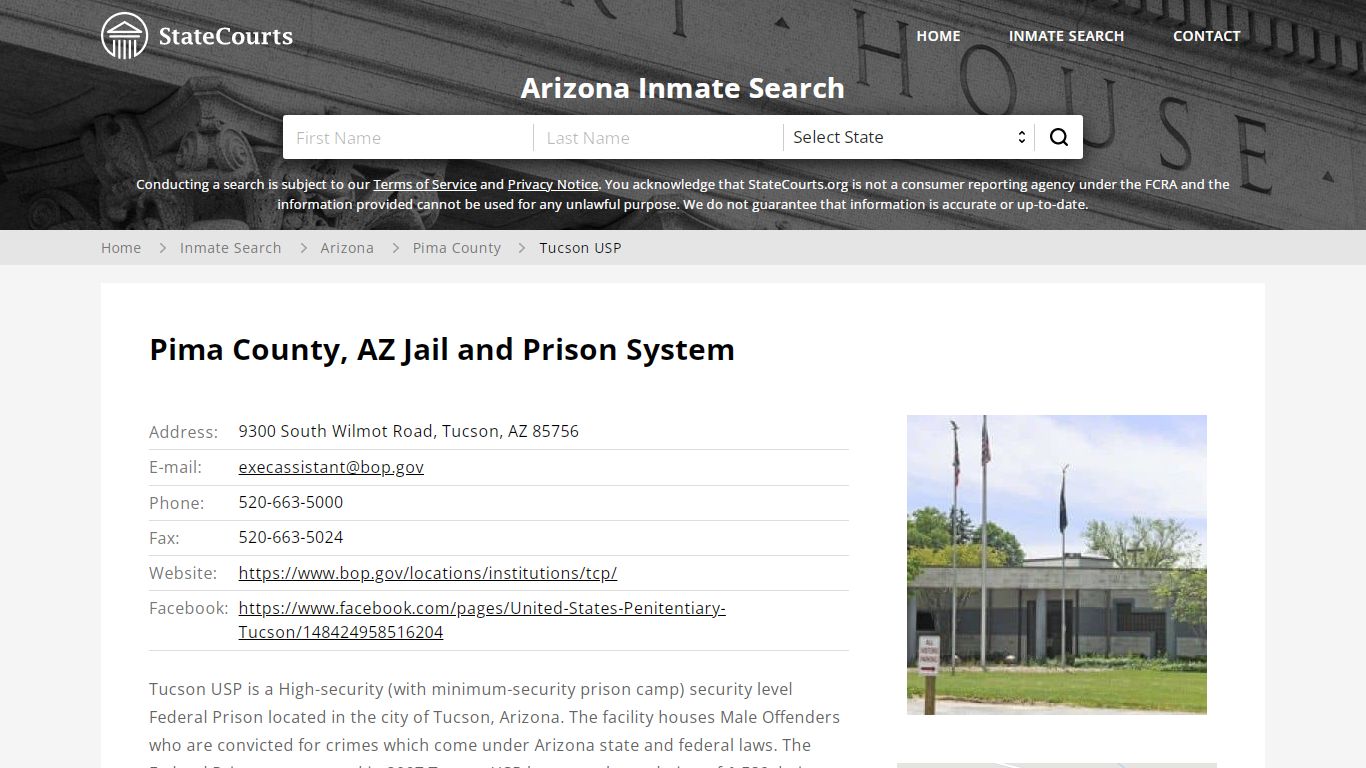 Tucson USP Inmate Records Search, Arizona - StateCourts